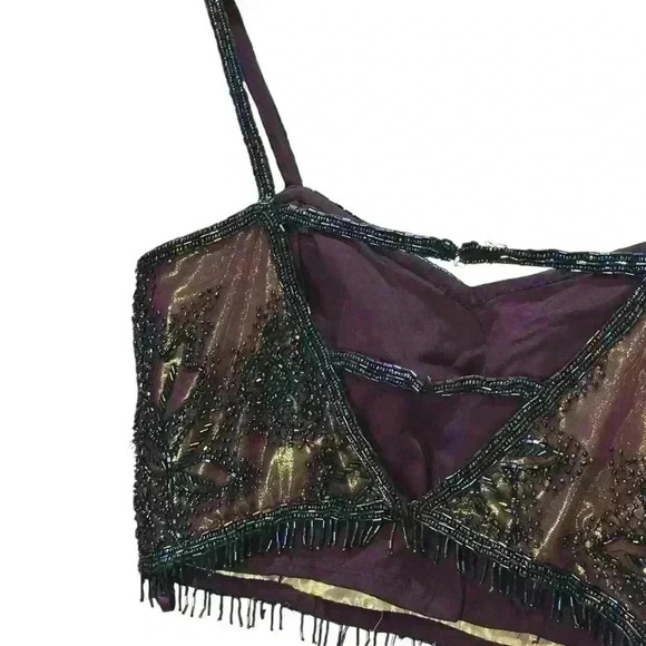 Y2K Je Matadi 100% Silk Beaded Ombré Mermaid Skirt And Halter Top Size Small - Picture 10 of 16